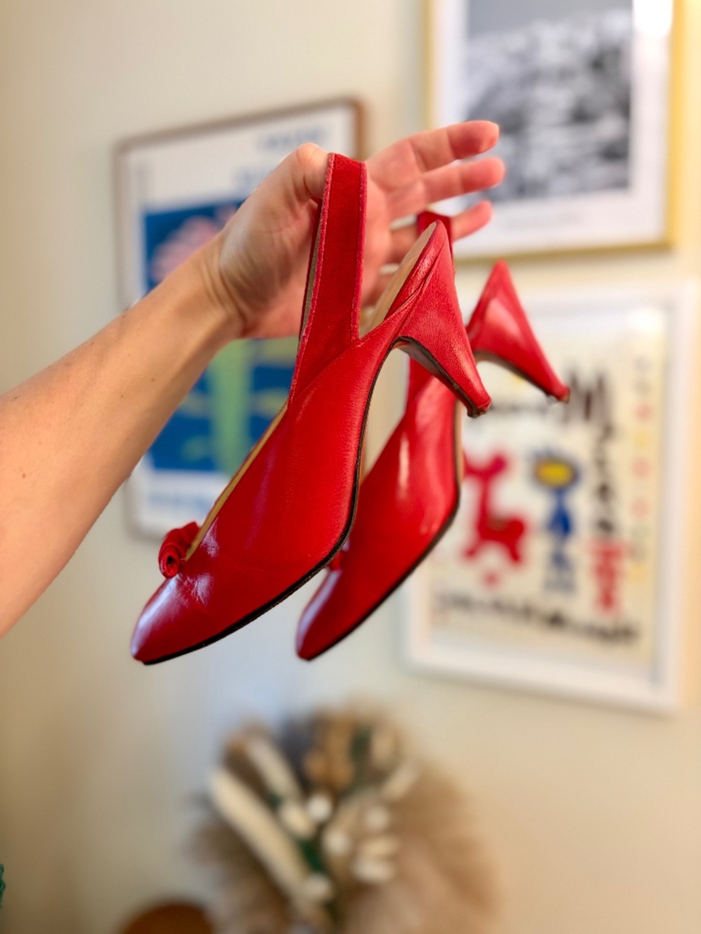 Vintage red slingback heels - size 8 (EU 38) - Picture 2 of 9